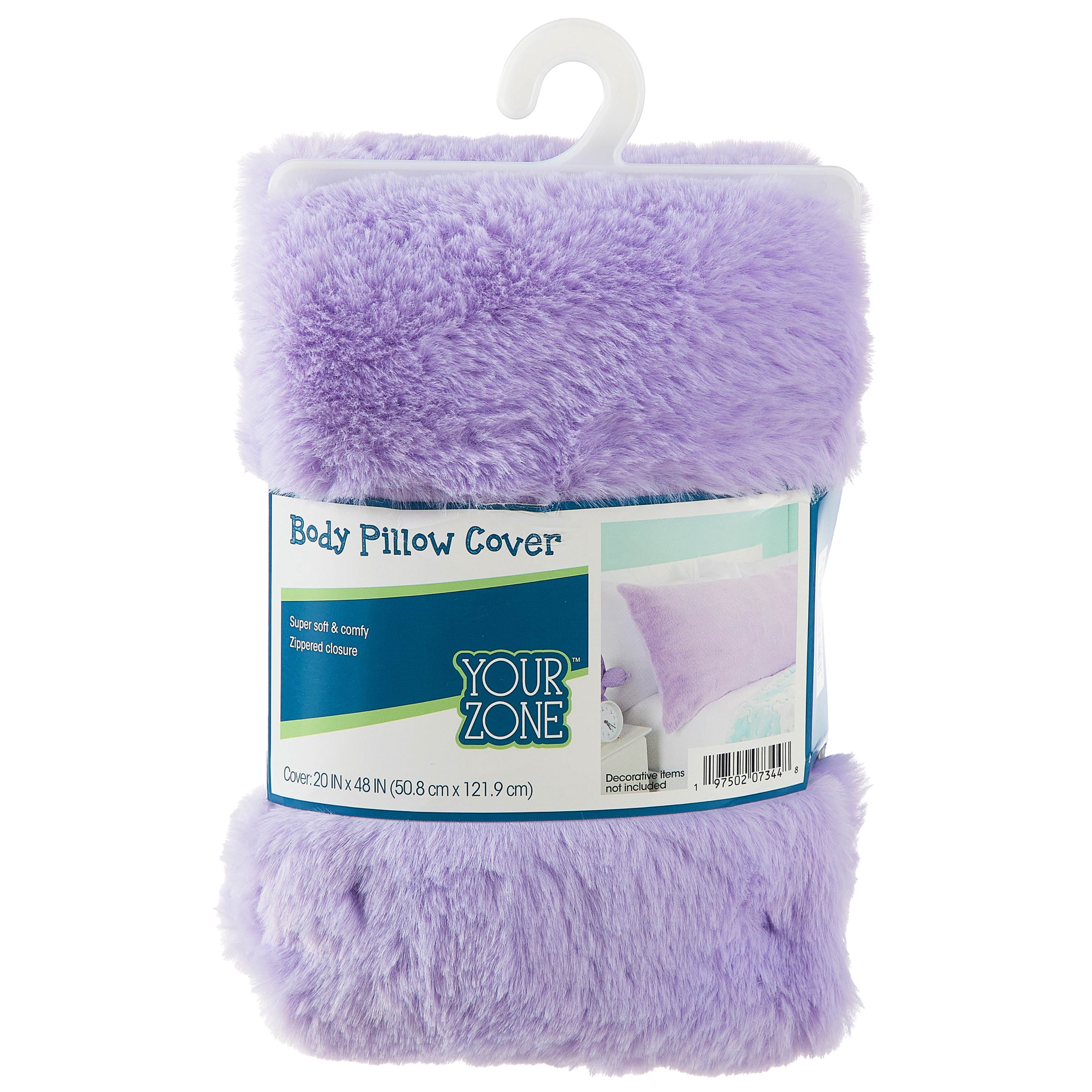 Your Zone Purple Faux Fur 20" x 48" Body Pillow Cover