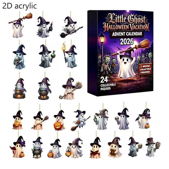 Halloween Advent Calendar Set, Acrylic Countdown Calendar with Mini Decorative Ornaments for Kids, Party Favors, Desk and Holiday Home Decor