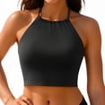 thumbnail image 5 of Women's Bikini Top Tummy Control V Neck Bathing Suit Top Swimwear Top No Bottom Included,Black,L, 5 of 6