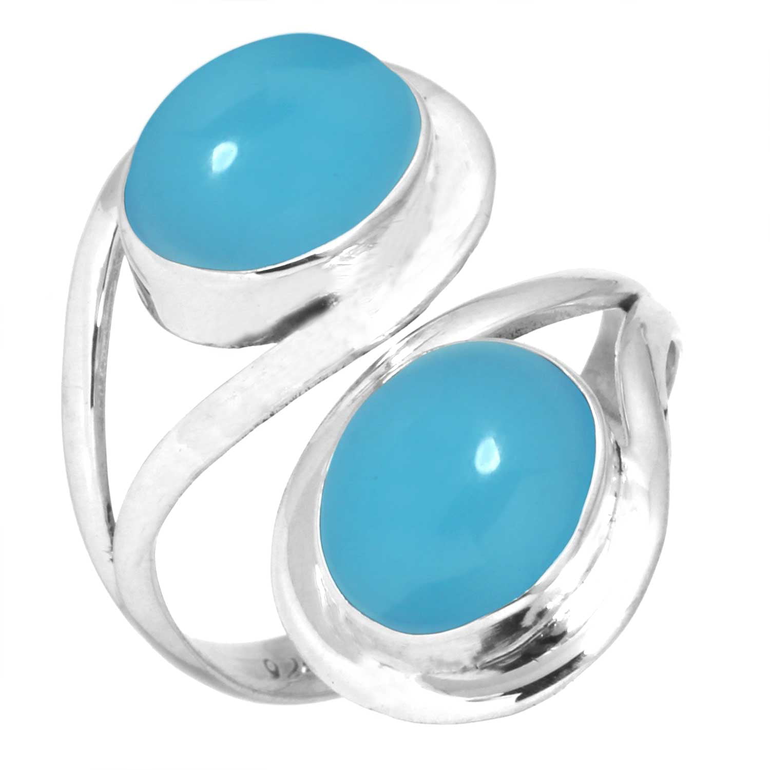 Halloween Blue Chalcedony Gemstone 925 Sterling Silver Handmade Ring All Size 
