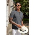 thumbnail image 3 of COOFANDY Men's Knit Polo Shirts Short Sleeve Quarter Button Collared Ribbed Polo Shirt Fashion Golf Shirts, 3 of 6