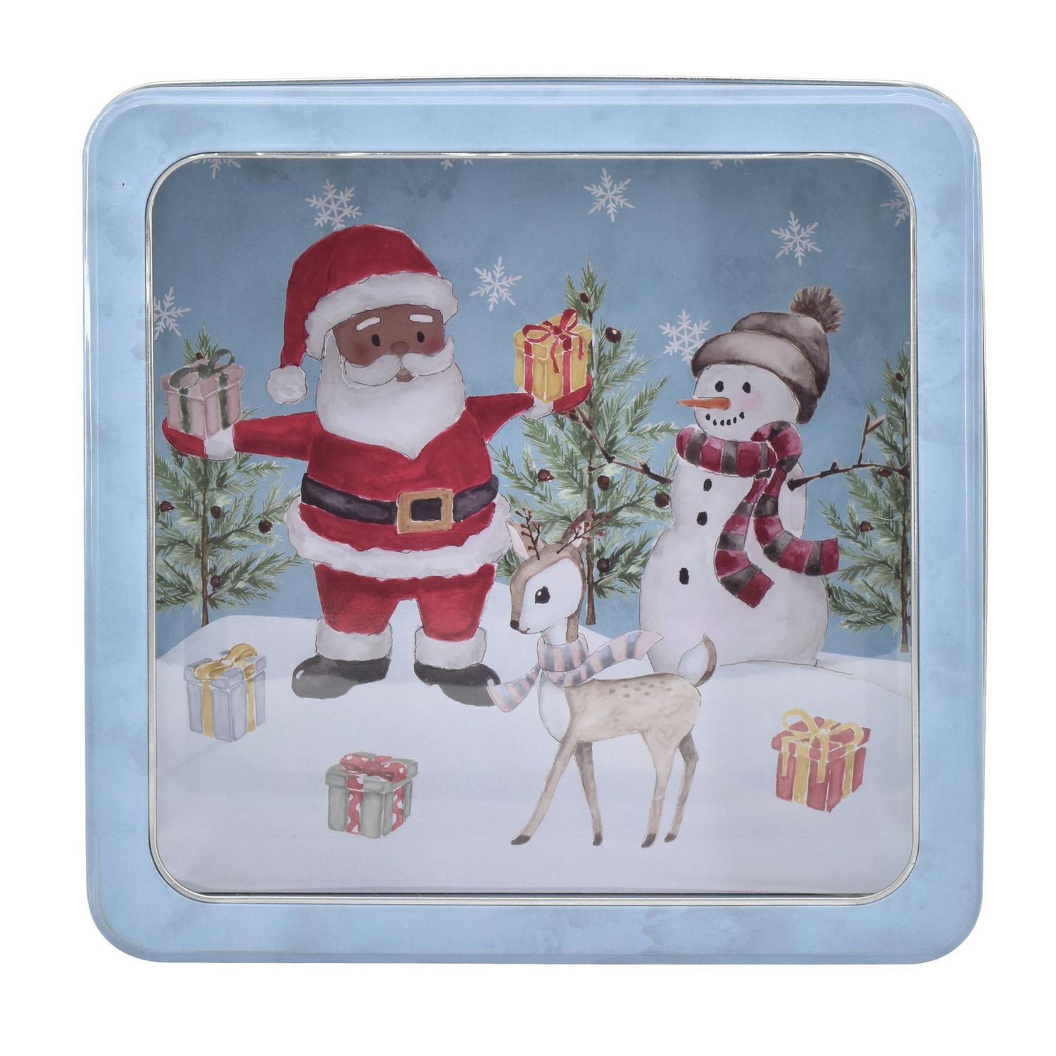 HOLIDAY TIME WINDOW SQUARE TIN SMALL