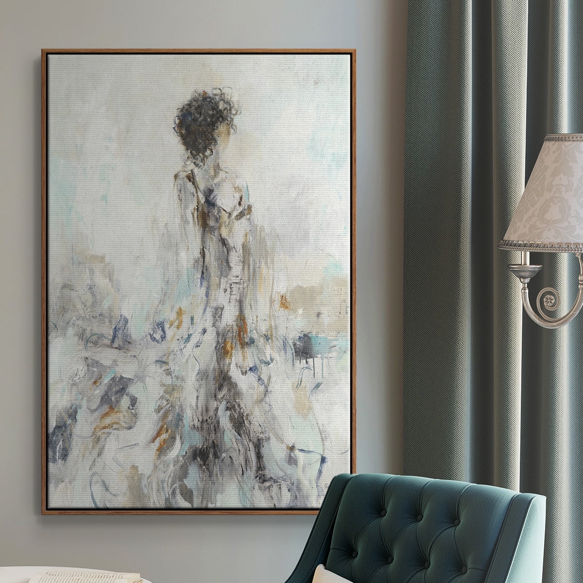 Romantic Reflection II Framed Premium Gallery Wrapped Canvas - Ready to Hang - 25 x 37 - Walnut Floating Frame