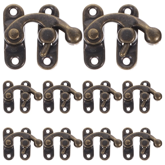 LOLIPPYY 10Pcs Metal Hasp Latch Hooks with Vintage Appeal for Wooden Cabinets and Retro Cases