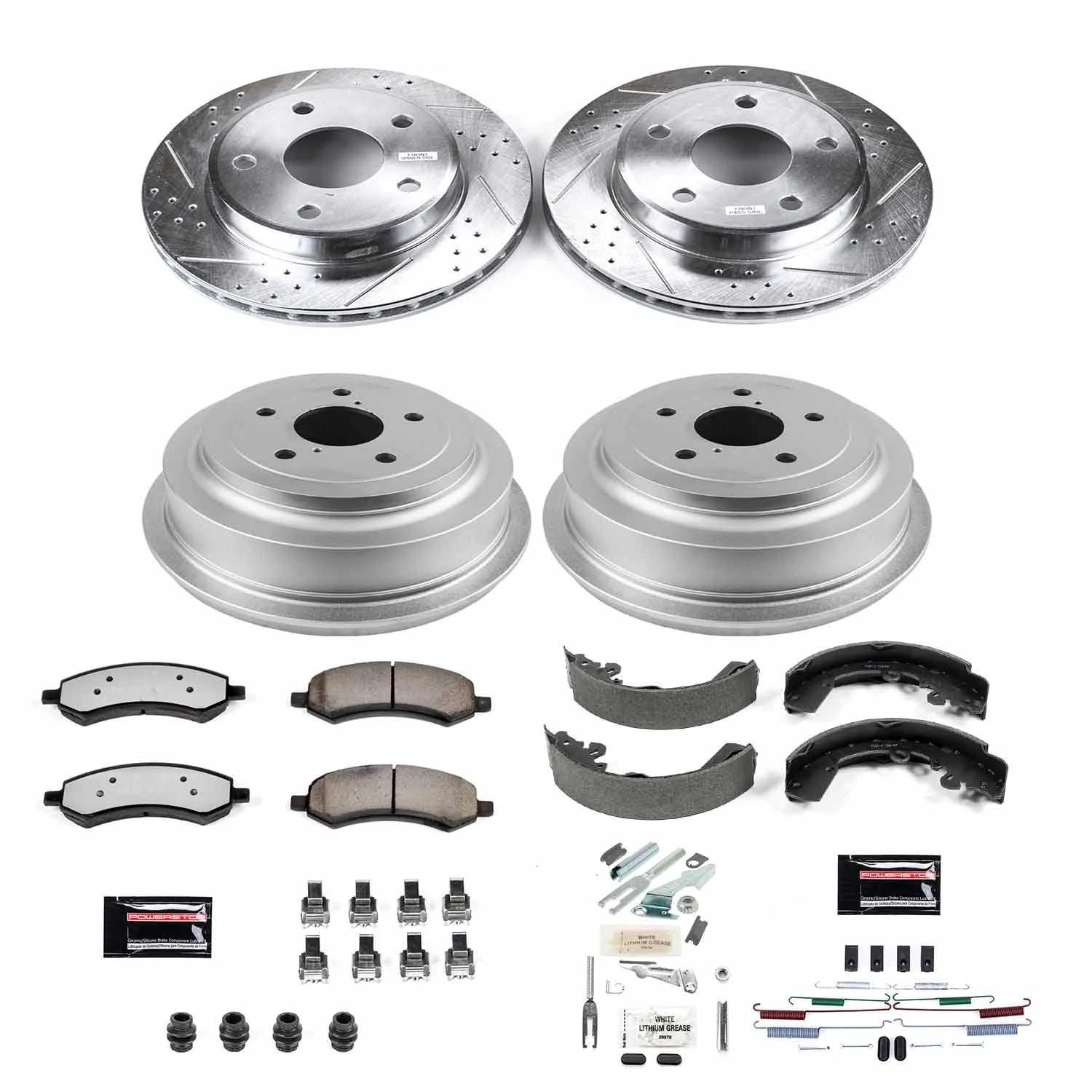 PowerStop Front and Rear Z36 Truck & Tow Brake Pad Rotor Drum and Shoe Kit Fits: DODGE MITSUBISHI Select Models K15254DK-36