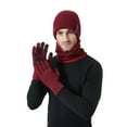 thumbnail image 4 of CUZIBR Winter Gloves Knit Thick Lined Thermal Had Scarfs Gloves Three Piece Set Solid Color Soft Warm Outdoor Cold Weather For Unisex, 4 of 5