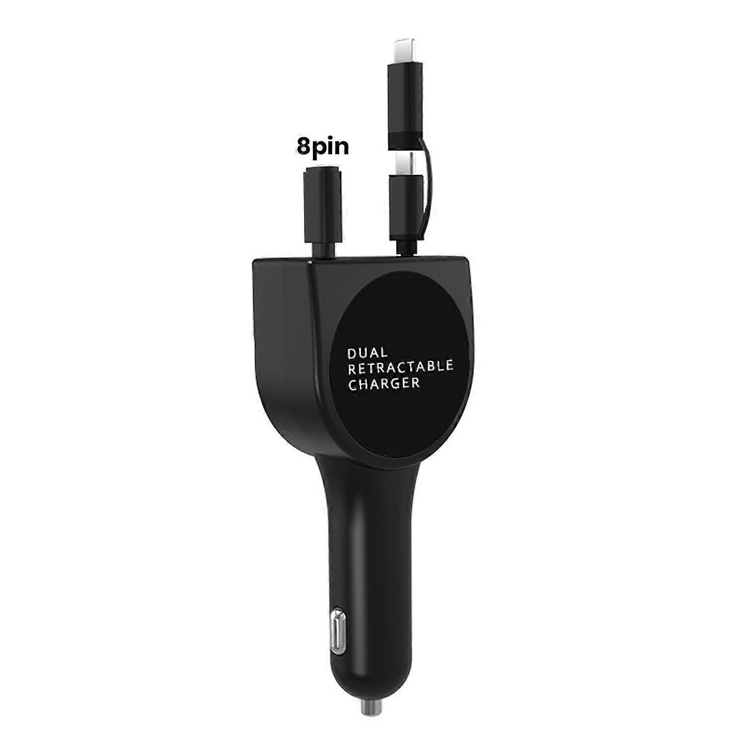 Super Fast Charging 3 in 1 Dual Cable Retractable Car Charger Dual USB Port Car Charger Adapter compatible_Perfect Gift