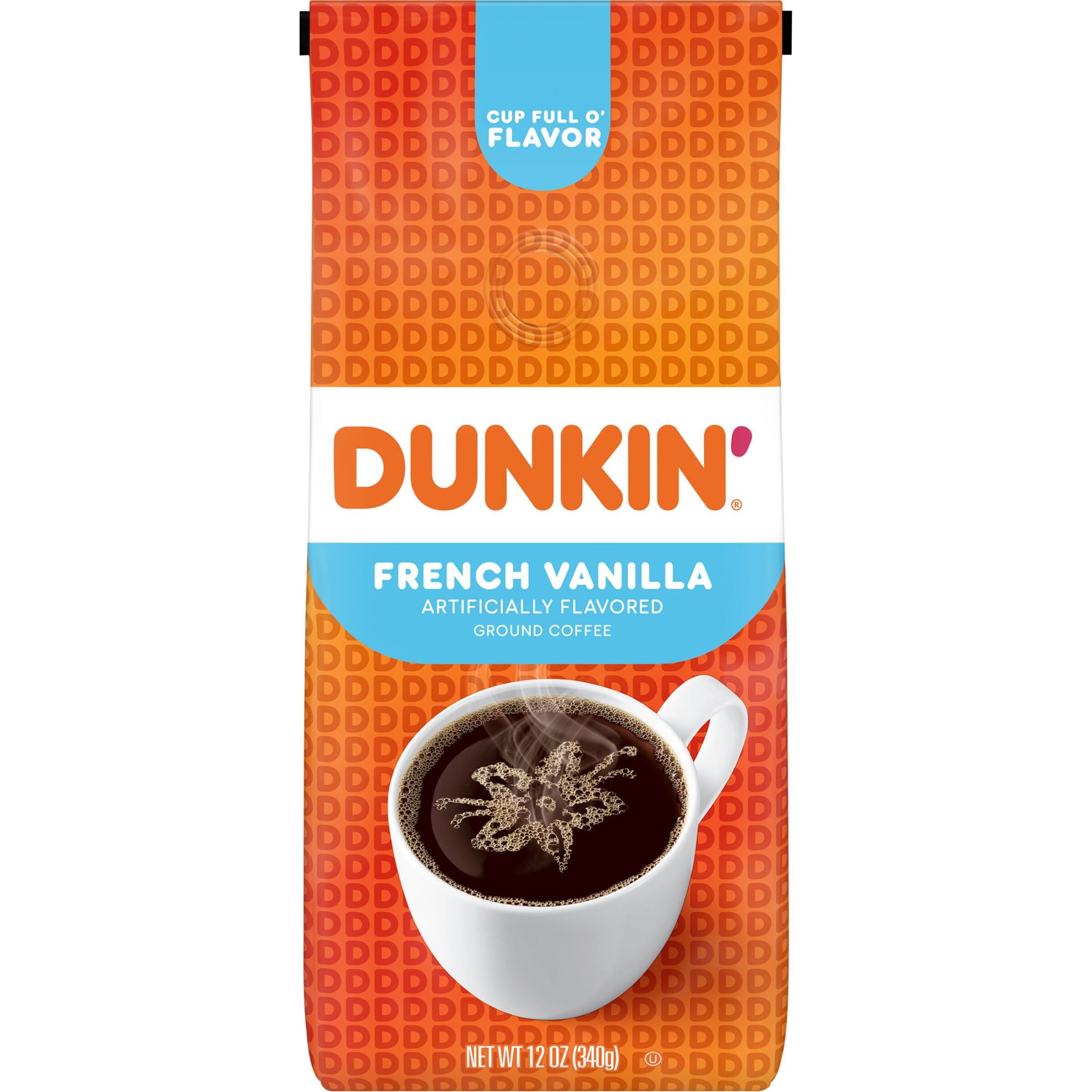 (6 pack) Dunkin’ French Vanilla Artificially Flavored Coffee, Ground Coffee, 12 oz Bag