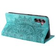 thumbnail image 6 of SaniMore for Samsung Galaxy S24 Case, PU Leather Embosed Mandala Flower Wallet Protective Phone Cover Card Slots Pocket Purse Women Men Kickstand Vintage Shockproof Anti-fall Shell, Green, 6 of 8