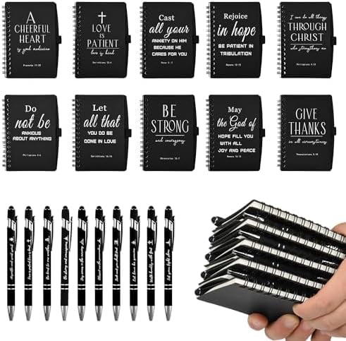 Christian Prayer Journal Spiral Black Notebooks Bulk Small Notepad with Pens - Small Notepads (4.13”x5.43”) - christian Gifts for male, Church Members & Bible Study Groups (30 sets Black)