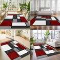 thumbnail image 4 of Area Rugs 5'x7', Modern Geometric Red Black Carpet Runner Indoor Outdoor Rugs Home Decor Aesthetic, Abstract Minimalist Color Blocks Non Slip Mats Washable Accent Rug for Living Room Bedroom, 4 of 8