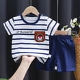 thumbnail image 4 of TOWED22 Baby Girls Boys Toddler Clothes 2pcs Summer Lovely Graphic Short Sleeve T-Shirt Tee Elastic Waist Shorts Set with Pockets(Dark Blue,6-12 M), 4 of 4