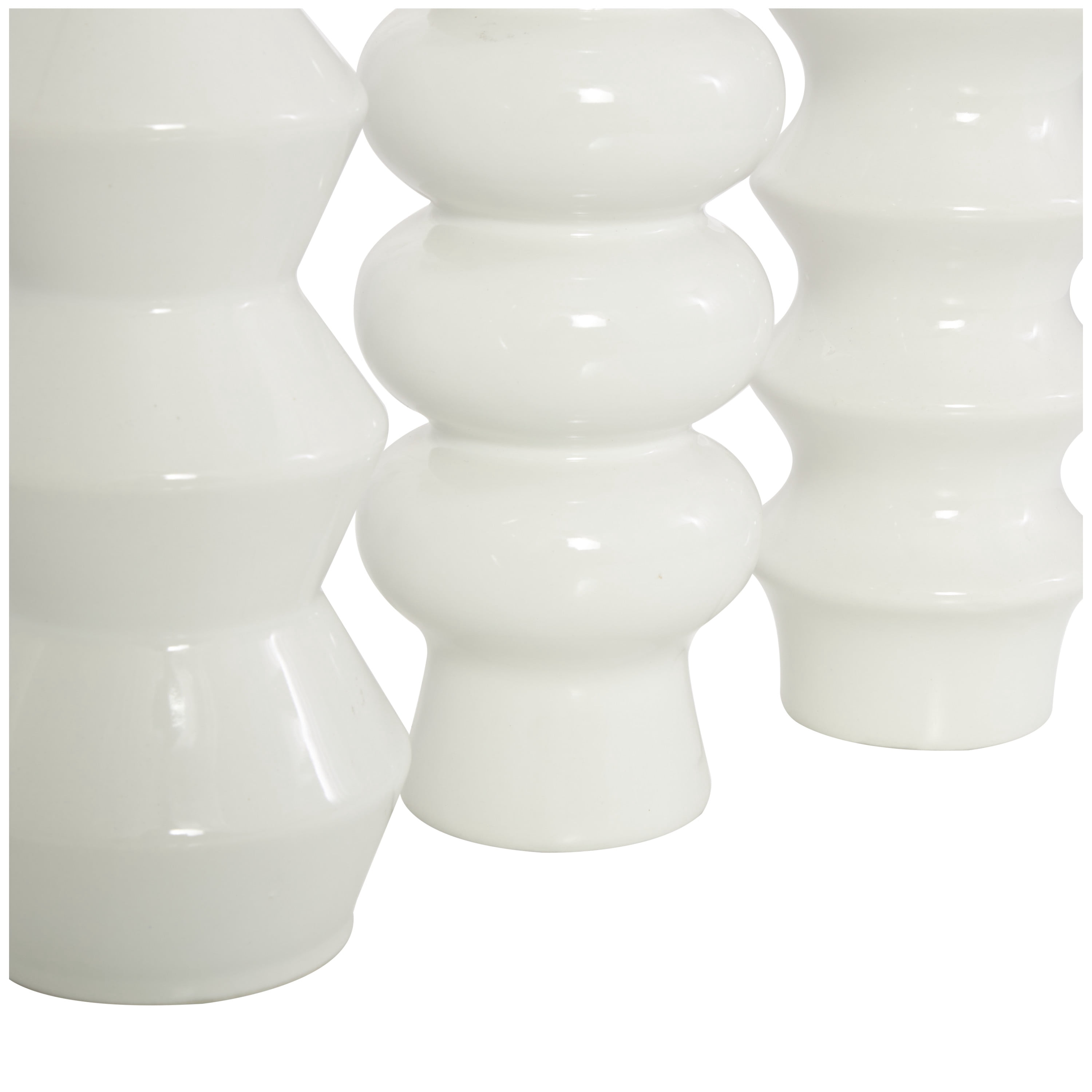 DecMode 4"W, 11"H Abstract Bubble Inspired White Ceramic Vase with Varying Shapes, Set of 3