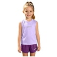 thumbnail image 3 of Girls Athletic Sets Summer Sleeveless Shorts, Toddler Kids Outfit Set 2 Piece Cool Feeling, Purple Size 3-4 Years, 3 of 6