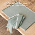 thumbnail image 3 of over&back Set of 4 Woven Frayed Chambray Placemats - Colorful Dining Table Mat - Hand-Finished Frayed Edges - 100% Cotton - Machine Washable - Kitchen and Home Decor - Green - 14" L X 20" W, 3 of 11