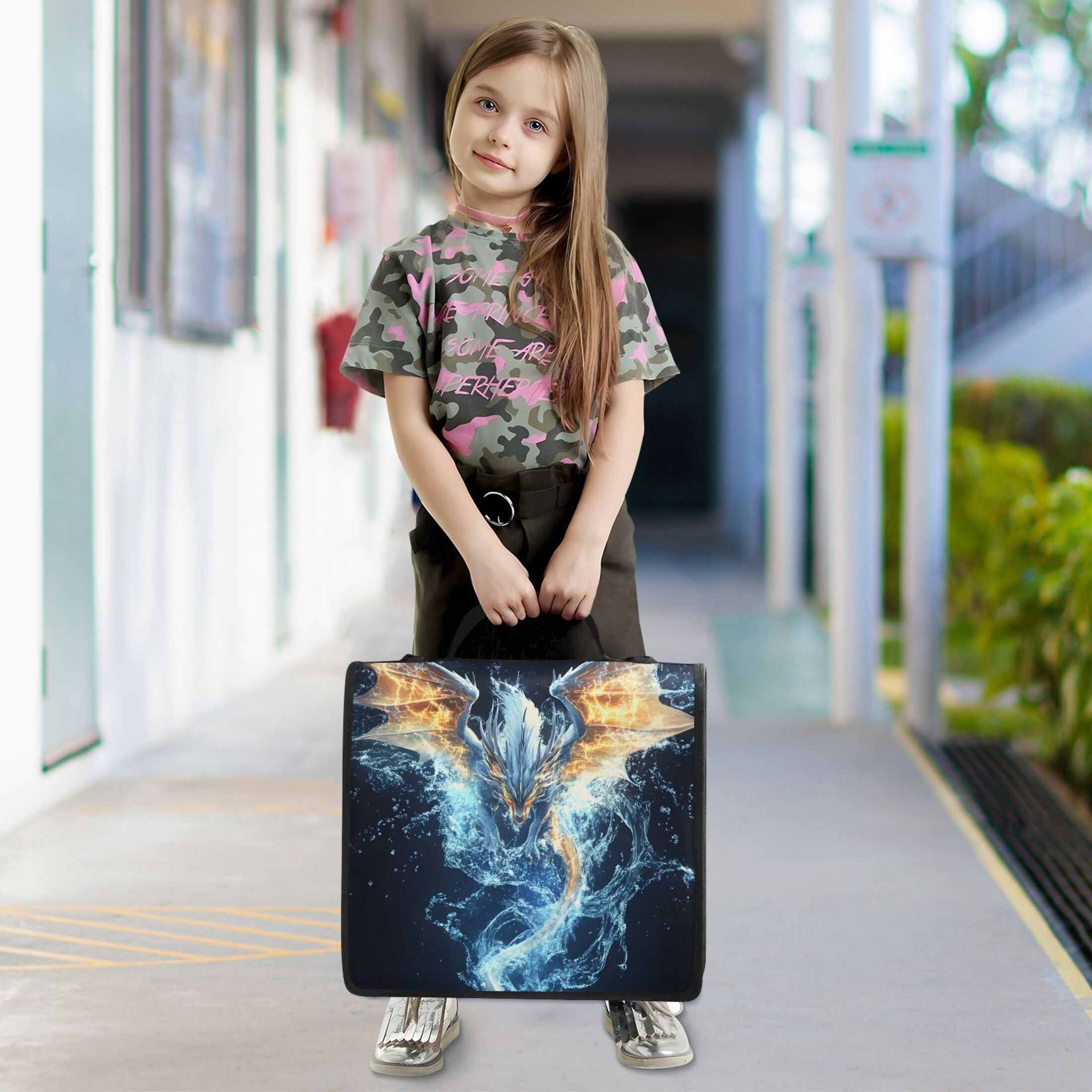 ALAZA Zipper Binder Bag Dragon Cool Style 3 Ring File Folder Binder Organizer Bag
