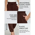 thumbnail image 5 of Chiclily Womens Elastic High Waist Pants Drawstring Work Trousers Joggers Trendy Harem Pants with Pockets, Dark Brown Size XL, 5 of 8