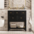 thumbnail image 2 of 30'' Bathroom Vanity with Ceramic Sink Combo, Free Standing Single Vanity Set with 5 Drawers, Solid Wood Frame Bathroom Storage Cabinet, 2 of 21