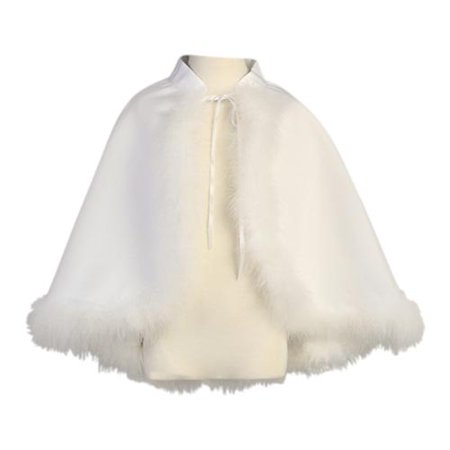 Girls White Satin Marabou Special Occasion Cape 12-14