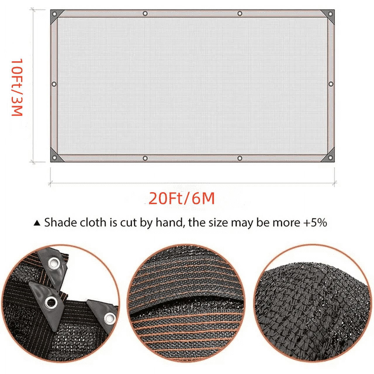 Shade Cloth,10ftx20ft Garden Shade Mesh Netting with Grommets, Sun Shades Outdoor Patio, Sun Shade Net for Patio Plants Greenhouse Chicken Coop Black Shading Rate 70% -90%,Black