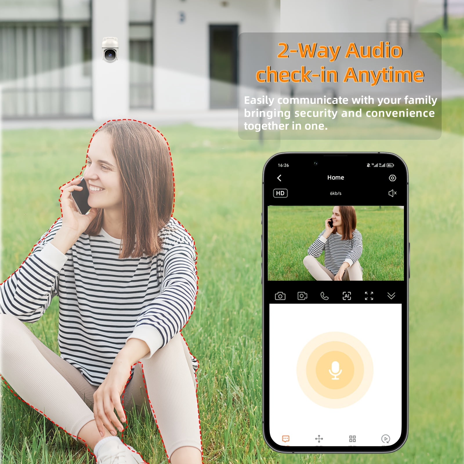 Smart AI Wireless Security Camera: FHD Video, WiFi, Night Vision, App Control, Two-Way Audio, Motion Detection Alarm for Home, Business, Elderly, Pets, Baby Monitoring