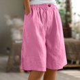 thumbnail image 2 of Jxximdong Shorts for Women Cotton Linen Shorts For Women Loose Fit Knee Length Shorts Casual Wide Leg Elastic Waist Workout Shorts Pink XL Pants, 2 of 9
