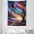 thumbnail image 3 of Ambesonne Space Tapestry Wall Hanging, Galactic Landscape Nebula Sky, 60"x80", Fuchsia Blue and Peach, 3 of 3