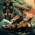 thumbnail image 4 of Coolcustomize Women's Golden Dragon Print Sneakers - Mythology-Inspired Chunky Sports Shoes, Breathable Lightweight Running Shoes, Casual Walking Trainers with Vibrant Dragon Design, Black,, 4 of 10