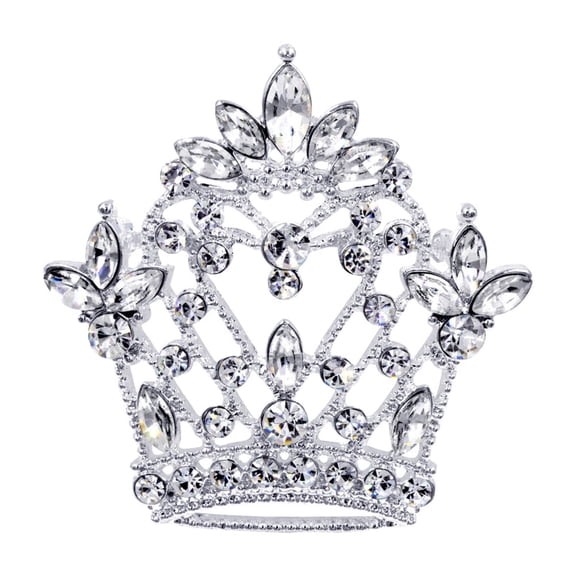 #16131 - Navette Topped Heart Crown Pin