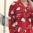 thumbnail image 3 of Sanrio-Pijama Rojo de Hello Kitty para mujer, ropa de dormir, Tops de manga larga, pantalones, traje de algodón para el hogar, conjuntos de moda para mujer, 3 of 4