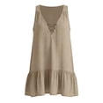 thumbnail image 4 of Lenpel Womens Mini Tank Dresses V Neck Sleeveless Ruffle Hem Boho Summer Dresses Flowy Casual Beach Vacation Clothes, 4 of 6