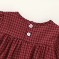 thumbnail image 6 of Happy Town Toddler Girl Fall Winter Outfits Smocked Puff Sleeve Top Ruffle Flare Pants Set Kids Casual Plaid 2-Piece Set, 6 of 8