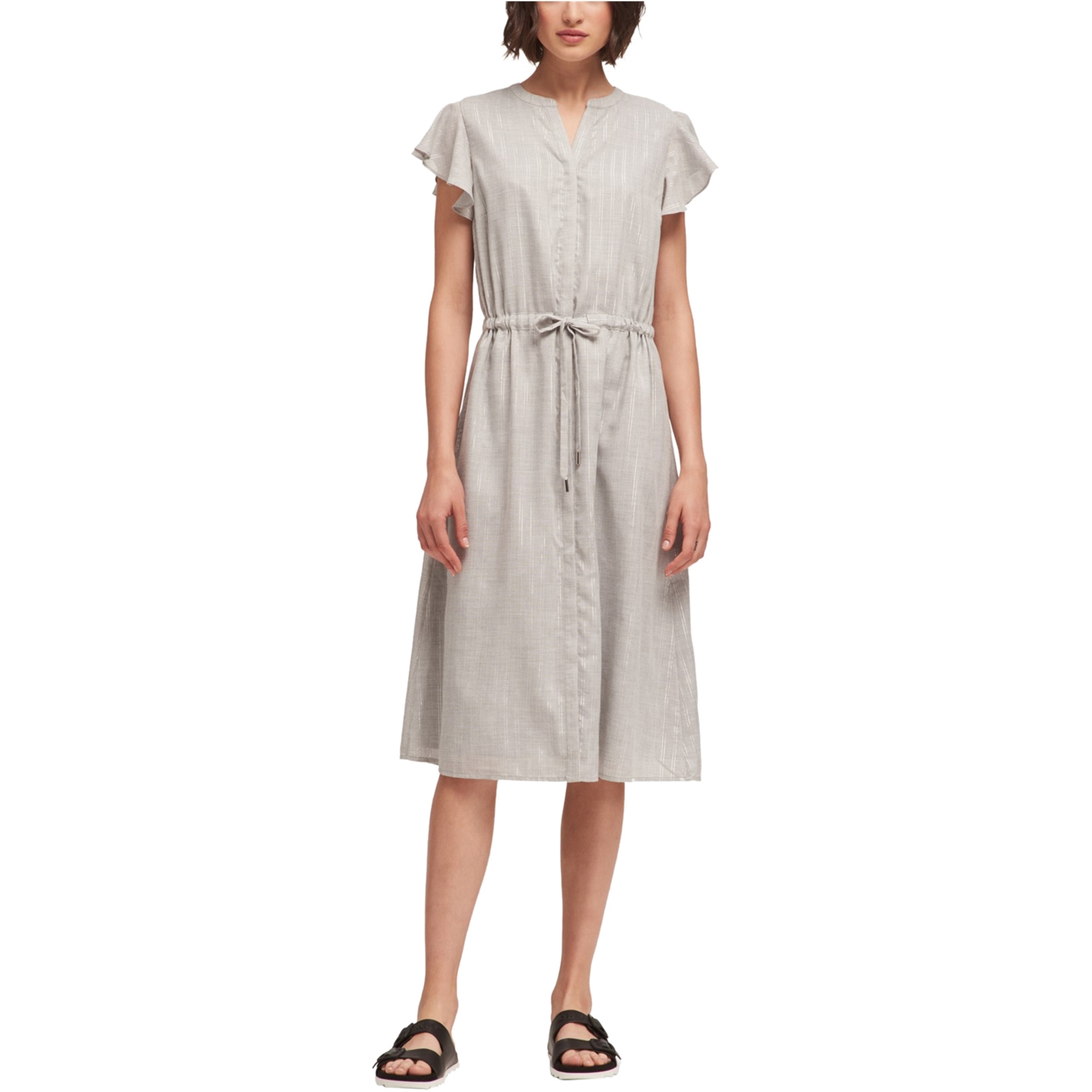 DKNY Womens Button Down Flutter Sleeve 