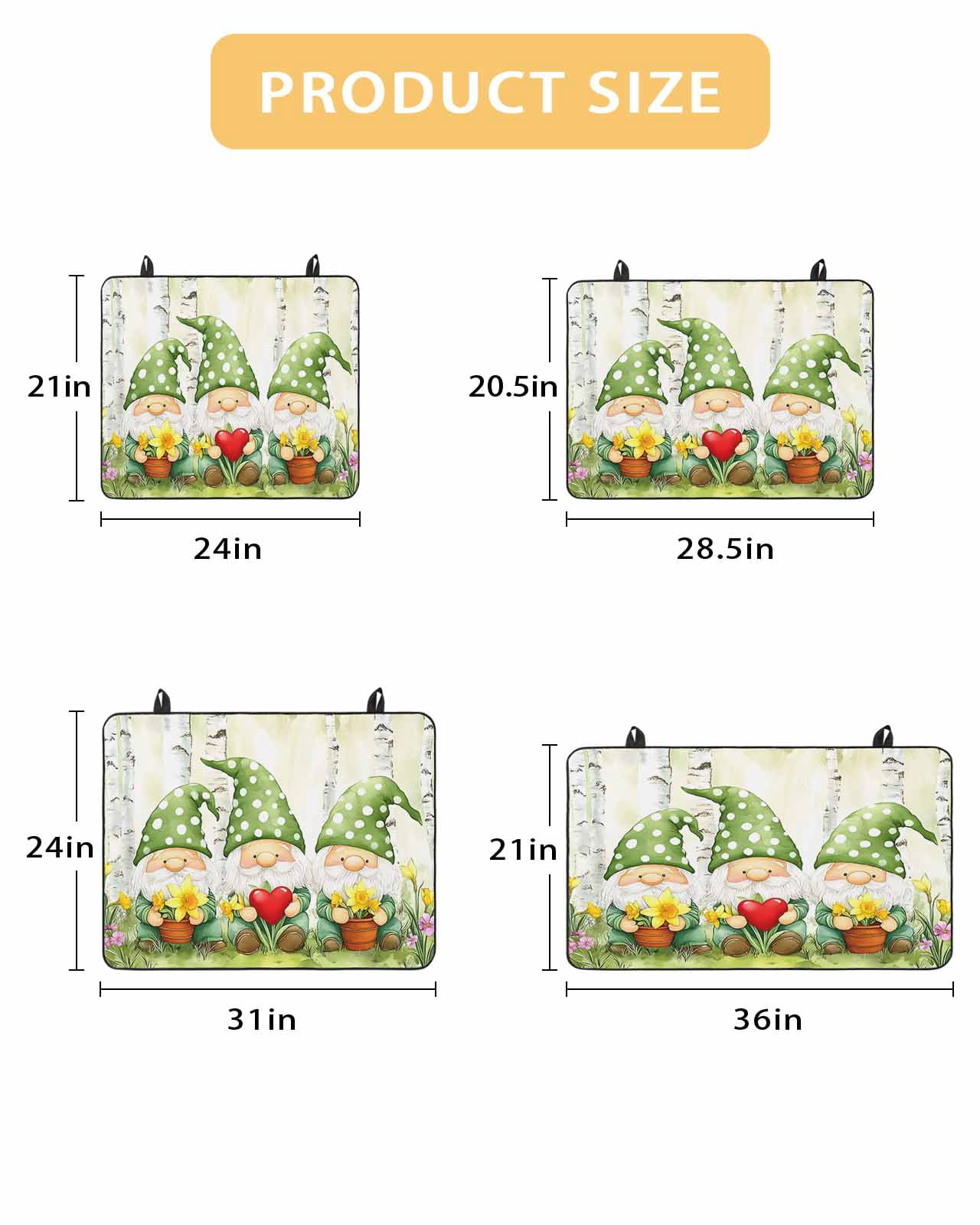 nqOlkjepod Large Induction Cooktop Protector Mat 24"x21", Cute Green Gnomes Stove Top Covers for Electric Stove, Flowers Forest Heart Vintage Stove Burner Cover Mats, Glass Top Stove Cover