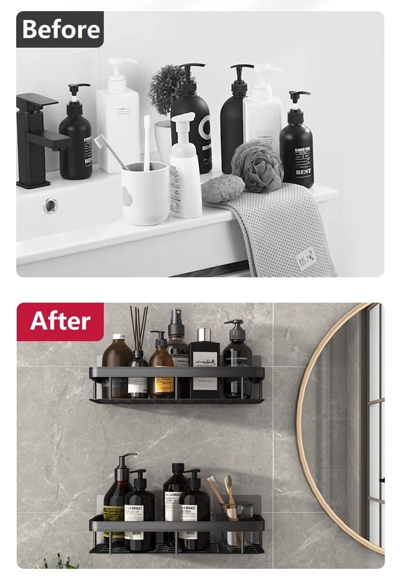 2 Pack Corner Shower Caddy,strong Adhesive Shower Organizer Shelf  .waterproof, Rustproof Wall-mounted Shower Shelves