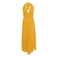 thumbnail image 5 of Tqcoqu Womens Deep V-Neck Polka Dot Print Halter Boho Long Maxi Dresses,Yellow Women's S-XXL, 5 of 9
