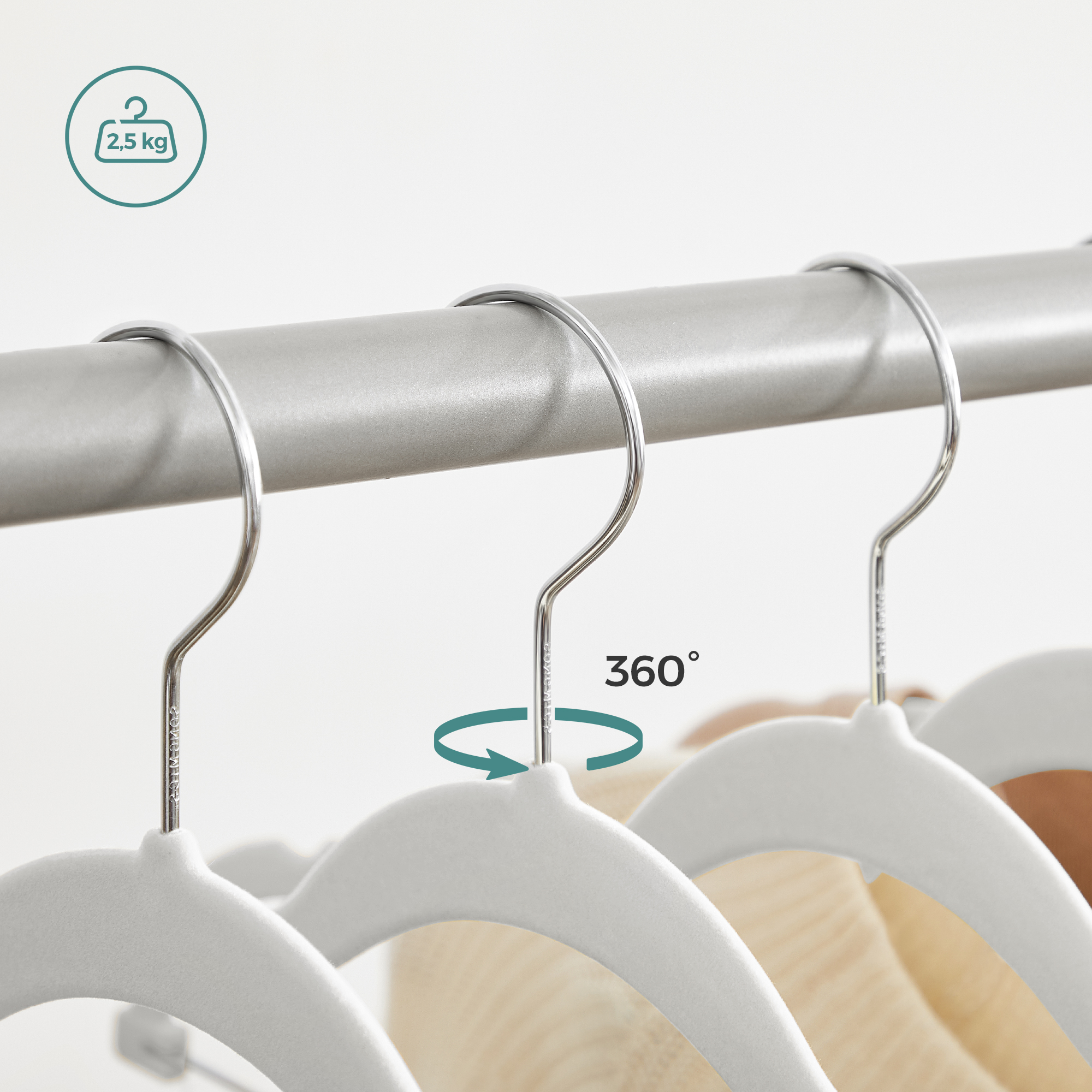 SONGMICS 30-Pack Velvet Skirt and Pants Hangers, White photo 3