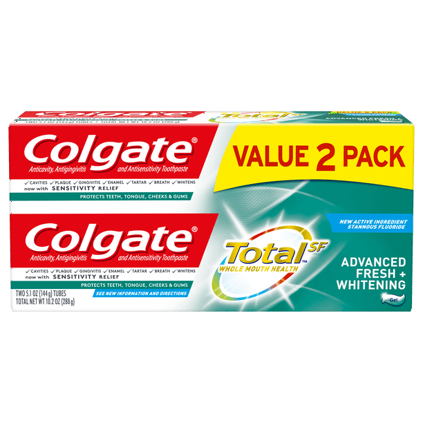 Colgate Total Whitening Toothpaste Gel with Fluoride, Advanced Fresh