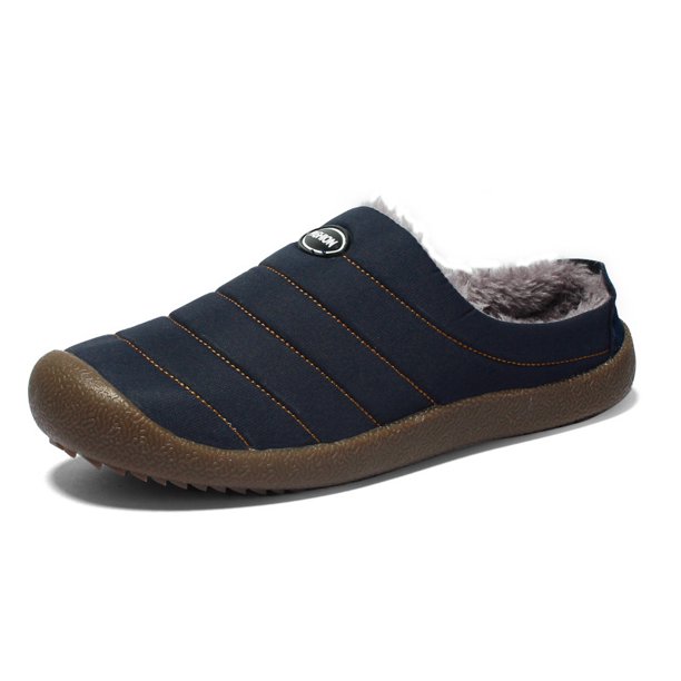 Zapatillas de algodón para hombre, cálidas, para uso diario, para el hogar, con suela gruesa, antideslizantes, para el hogar, de algodón, de piel