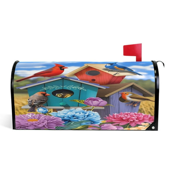 Ryvnso Mailbox Cover Cardinal Birds House Magnetic Mailbox Wrap Standard Size 21x18 Inch