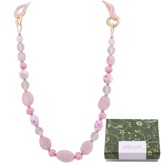 Bocar Long Beaded Necklace for Women Handmade Fashion Costume Chain Jewelry Gift
