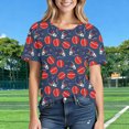 thumbnail image 5 of Staron Women's Casual Loose T-Shirt Rugby Print Round Neck Short Sleeve Top, Red 3XL, 5 of 7
