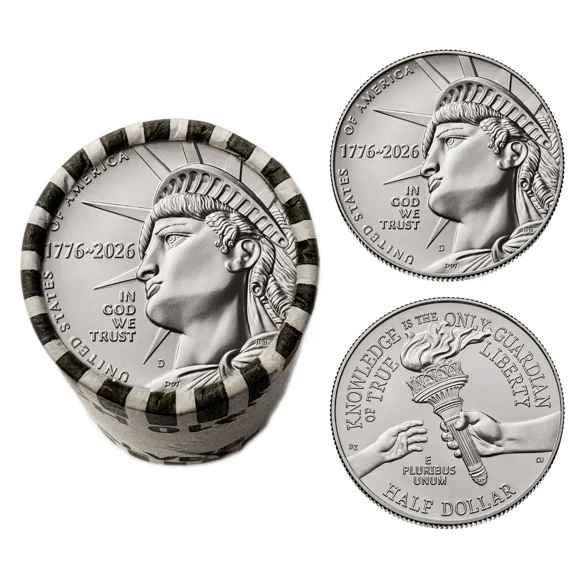 Collectible 2026-D Enduring Liberty Half Dollar Coin Roll Brilliant Uncirculated, America's 250th Anniversary