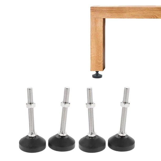 Paquete de 4 Niveladores de Mueble Perfecl Patas de Nivelación Roscadas Deslizadores Base de Goma Material Acero Al Ca 60-M12x100mm