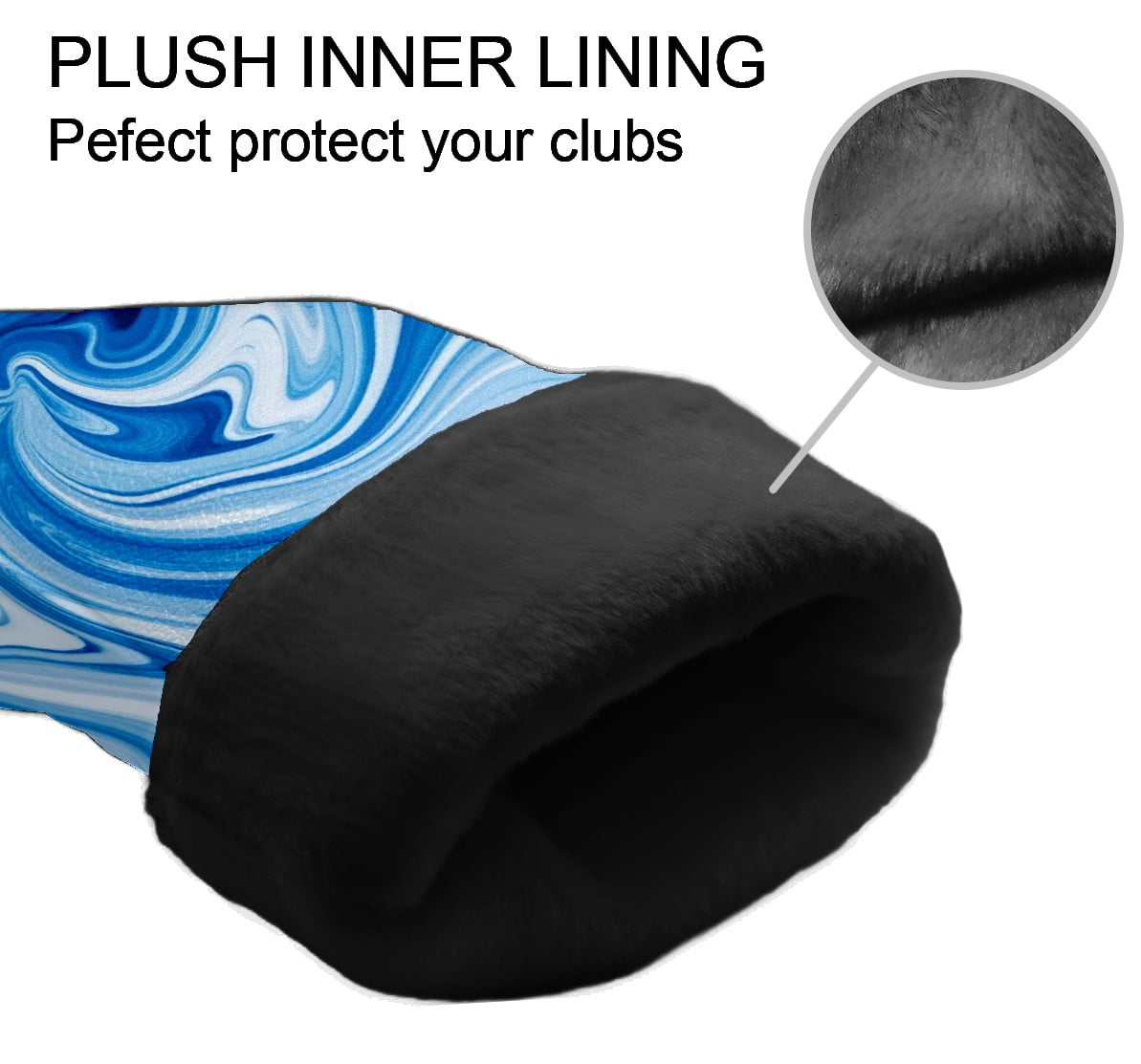 Golf Club Head Cover Waterproof Leather Golf Accessories HeadCovers Set Driver Headcover for Women Men Azure Swirl Texture