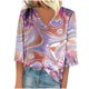 thumbnail image 1 of Fiudx Tops para Mujer Camiseta Holgada Informal de Manga Media Estampada a La Moda para Mujer con Cuello En V, 1 of 4