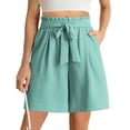 thumbnail image 2 of Anygrew Women's Shorts Wide Leg Shorts for Women with Pockets Womens High Waist Shorts Bowknot Tie Waist, 2 of 7