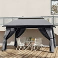 thumbnail image 4 of GVN Patio Garden Pergola, Pergola Canopy,10' x 13' Patio Gazebo with Netting & Curtains, Vented Roof for Garden, Dark Gray, 4 of 12