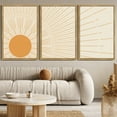 thumbnail image 2 of SHENIFY large 24x36in3pcs Natural Framed Boho Sun Wall Art Minimalist Bohemain Wall Printing Sun Lines Warm Prints Decor, 2 of 5