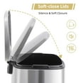thumbnail image 3 of GOGRANT Kitchen Trash Can, Smudge Resistant Rectangular Garbage Can with Soft-Close Foot Pedal, Brushed Stainless Steel, 50 Liter/13 Gallon, 3 of 8